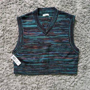 Aritzia TNA Marcy Crop Vest in Space Dye Midnight Blue XS